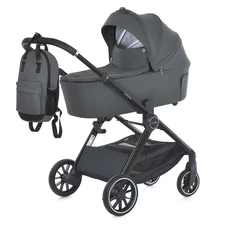 Универсальная коляска 2 в 1 Genesis ME 1126 Asphalt Gray, люлька + прогулочный блок, серая