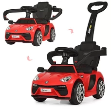 Детский электромобиль каталка - толокар M 3591 L-3 красная, с ручкой