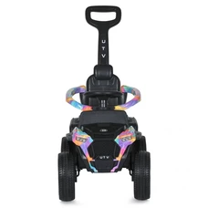 Каталка - толокар M 5731 EL-12 с ручкой, 2 в 1, музыка, свет, светло-голубая фото 14