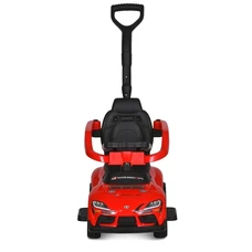 Каталка - толокар M 6129 EL-3 с родительской ручкой, Toyota, красная фото 14