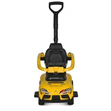 Каталка - толокар M 6129 EL-6 с родительской ручкой, Toyota, желтая фото 14