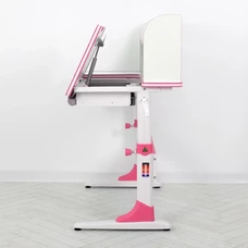 Детская металлическая парта M 4804-8 бело-розовая, регулируемая высота, полочки фото 21