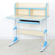 Металлическая парта M 4804 (W)-4 с полочками, высота регулируется, синяя фото 14