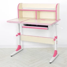 Металлическая парта M 4804 (W)-8 с полочками, высота регулируется, розовая фото 14