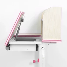 Металлическая парта M 4804 (W)-8 с полочками, высота регулируется, розовая фото 41