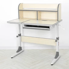 Металлическая парта M 4804 (W)-11 с полочками, высота регулируется, серая фото 14