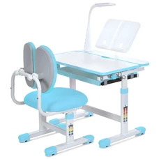 Металлическая парта Bambi M 6136-4 синяя, регулируется высота, со стульчиком