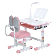 Металлическая парта Bambi M 6136-8 розовая, регулируется высота, со стульчиком