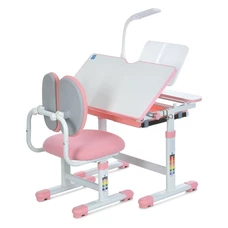 Металлическая парта Bambi M 6136-11 серая, регулируется высота, со стульчиком фото 14