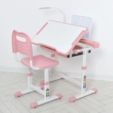 Детская парта Bambi M 5068-8-2 со стульчиком, регулируется высота, лампа, розовая фото 14