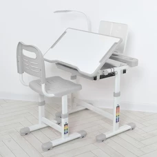 Детская парта Bambi M 5068-11 со стульчиком, регулируется высота, лампа, серая фото 14