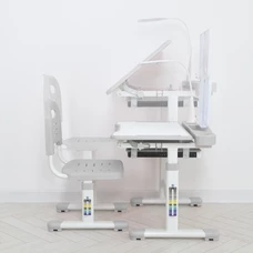 Детская парта Bambi M 5068-11 со стульчиком, регулируется высота, лампа, серая фото 21