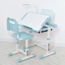 Детская парта Bambi M 5068-12 со стульчиком, регулируется высота, лампа, светло-голубая фото 14