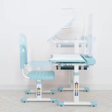 Детская парта Bambi M 5068-12 со стульчиком, регулируется высота, лампа, светло-голубая фото 21