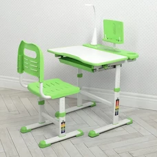 Детская металлическая парта M 4428-5 зеленая, со стульчиком, высота регулируется