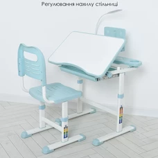 Детская металлическая парта M 4428-12 голубая, со стульчиком, высота регулируется фото 14