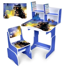 Детская парта со стульчиком N 2071-2-3, высота регулируется, кот-воин, дуб сонома фото 14