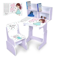 Детская парта N 2071-8-2 со стульчиком, высота регулируется, девочка, венге светлая фото 21