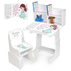 Детская парта N 2071-8-6 со стульчиком, высота регулируется, девочка, лавандовая фото 37