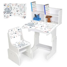 Детская парта N 2071-10-7 птичка, высота регулируется, со стульчиком, сакура фото 37
