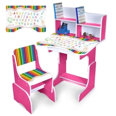 Детская деревянная парта N 2071-11-1 карандаши, со стульчиком, белая фото 41