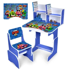 Детская парта N 2071-12-3 с полочками, со стульчиком, Brawl Stars, дуб сонома фото 14