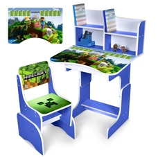 Детская парта N 2071-13-3 со стульчиком, с полочками, Minecraft, дуб сонома фото 21