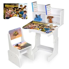 Парта со стульчиком N 2071-14-1 белая, регулируемая высота, Jurassic World