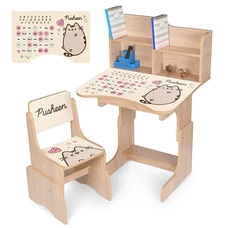 Детская парта N 2071-17-1B со стульчиком, с полочками, кот Пушин, белая фото 37