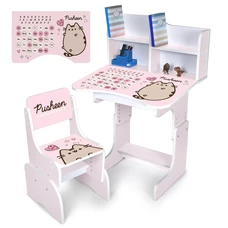 Детская парта N 2071-17-2A со стульчиком, с полочками, кот Пушин, венге светлая фото 41