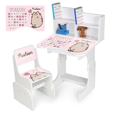Детская парта N 2071-17-7A со стульчиком, с полочками, кот Пушин, сакура фото 21