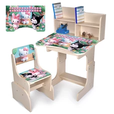 Детская парта N 2071-19B-2 Хелло Китти со стульчиком, регулируется высота, венге светлая