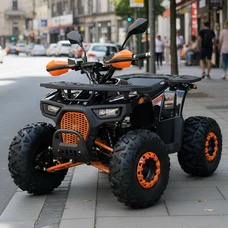 Квадроцикл HB-EATV1450F-P-2-7(MP3) черно-оранжевый с мотором 1450W и 5 аккумуляторами