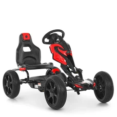 Детский карт 1504-2-3 веломобиль черно-красный регулируемое сиденье