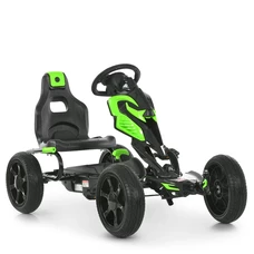 Детский карт 1504-2-5 веломобиль черно-зеленый регулируемое сиденье