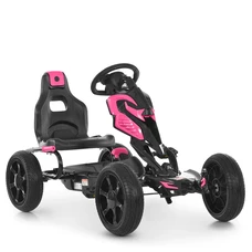 Детский карт 1504-2-8 веломобиль черно-розовый регулируемое сиденье