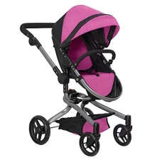 Коляска для куклы 2 в 1 Carrello Fortuna 9695 Rose red малиновая с сумочкой фото 21