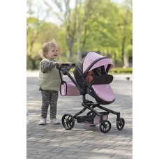 Коляска для куклы 2 в 1 Carrello Fortuna 9695 Rose red малиновая с сумочкой фото 63