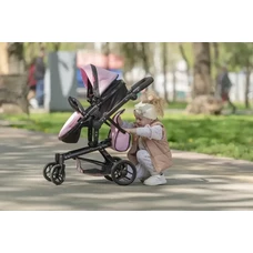 Коляска для куклы 2 в 1 Carrello Fortuna 9695 Rose red малиновая с сумочкой фото 71