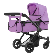 Коляска для куклы 2 в 1 Carrello Maestro 9651B Purple фиолетовая с сумочкой