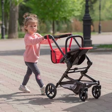 Коляска для куклы 3 в 1 Carrello Magia 9636 Pink розовая, с сумочкой фото 63