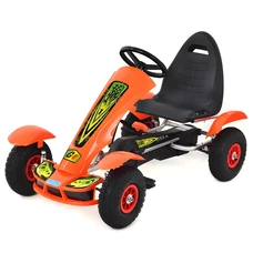 Детский карт M 1450-7 оранжевый веломобиль с надувными колесами