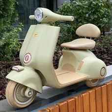 Детский мотоцикл M 6327L-13 бежевый скутер с мягким сиденьем фото 14