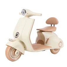 Детский мотоцикл M 6327L-13 бежевый скутер с мягким сиденьем фото 37