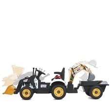 Детский электромобиль M 6027EBLR-4 синий трактор с прицепом фото 21