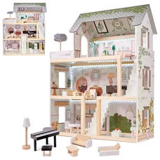 Деревянный кукольный домик MD 1426 три этажа с мебелью