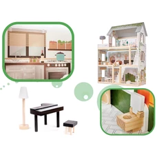 Деревянный кукольный домик MD 1426 три этажа с мебелью фото 14