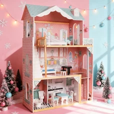 Деревянный кукольный домик MD 1429 три этажа с мебелью