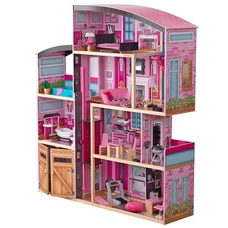 Деревянный кукольный домик MD 1430 четыре этажа с мебелью