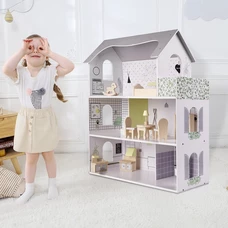 Деревянный кукольный домик MD 1669 три этажа с мебелью фото 21